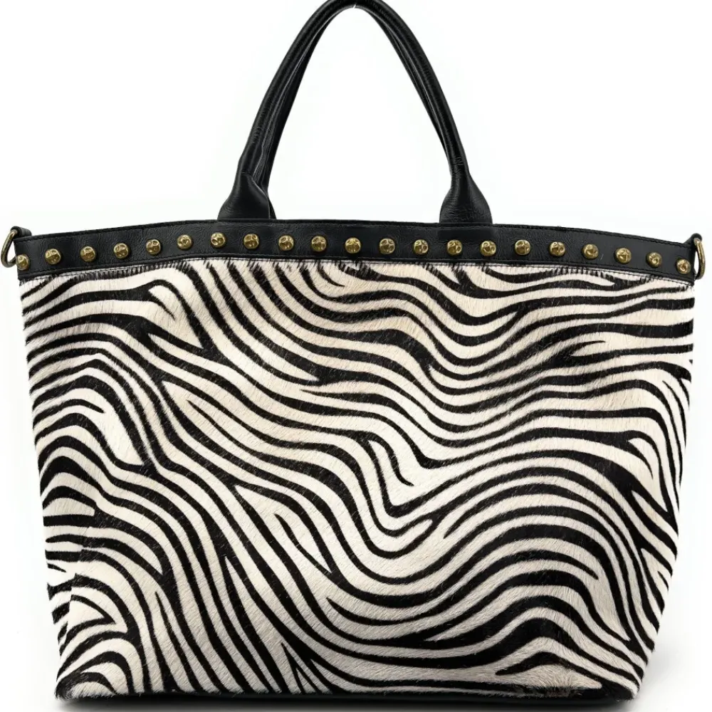 OH MY BAG Sacs Cabas, Sacs Shopping-Grand sac cabas en cuir à motif MISS MOSS E.L. zebre