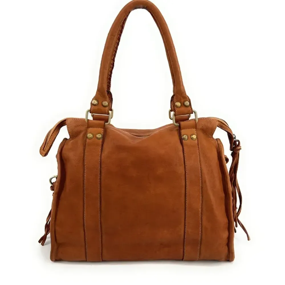 OH MY BAG Sacs De Rentrée, Bureau, Cours-Grand sac en cuir souple tannage végétal STORM XL HURRICAN camel