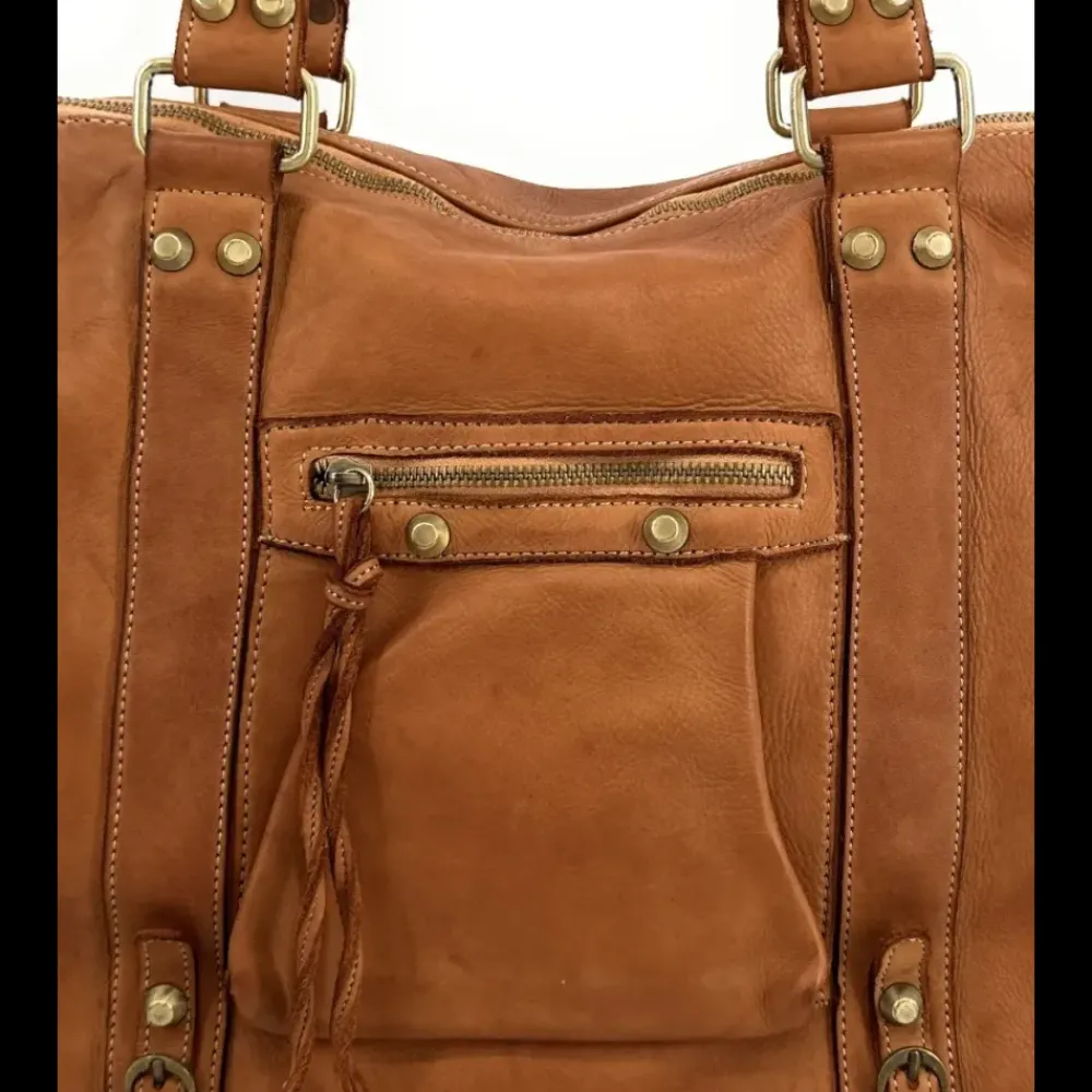 OH MY BAG Sacs De Rentrée, Bureau, Cours-Grand sac en cuir souple tannage végétal STORM XL HURRICAN camel