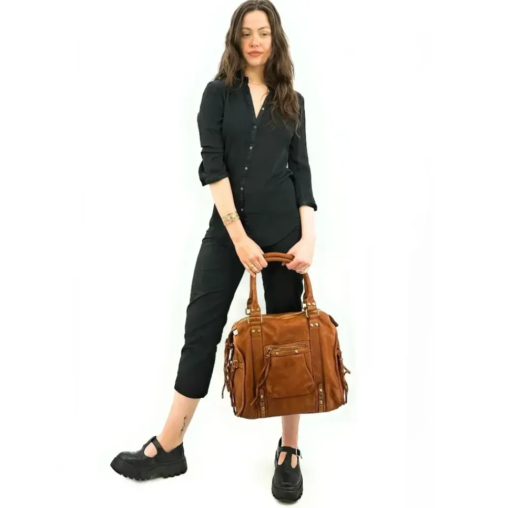 OH MY BAG Sacs De Rentrée, Bureau, Cours-Grand sac en cuir souple tannage végétal STORM XL HURRICAN camel