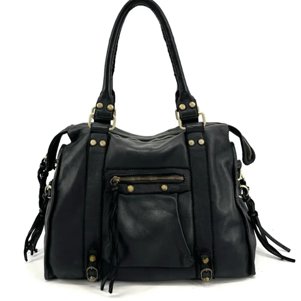 OH MY BAG Sacs En Cuir Vintage-Grand sac porté épaule en cuir souple tannage végétal STORM XL HURRICAN