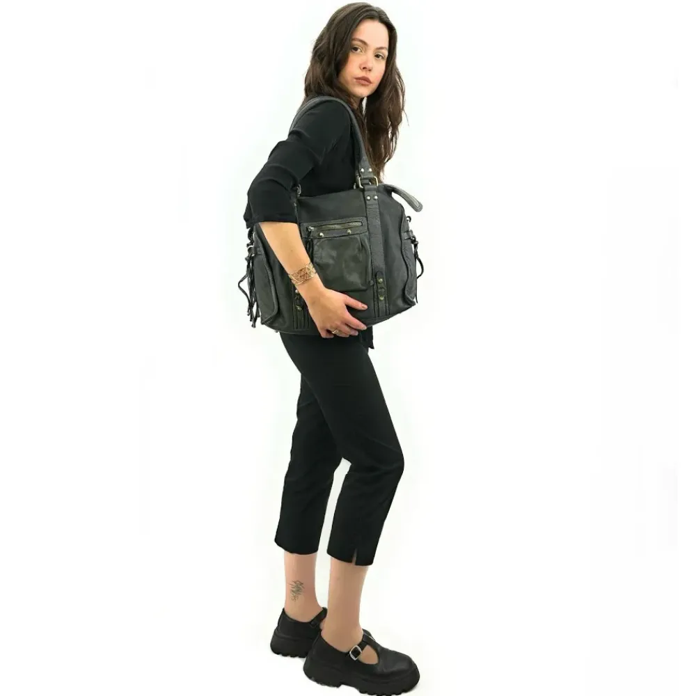 OH MY BAG Sacs En Cuir Vintage-Grand sac porté épaule en cuir souple tannage végétal STORM XL HURRICAN