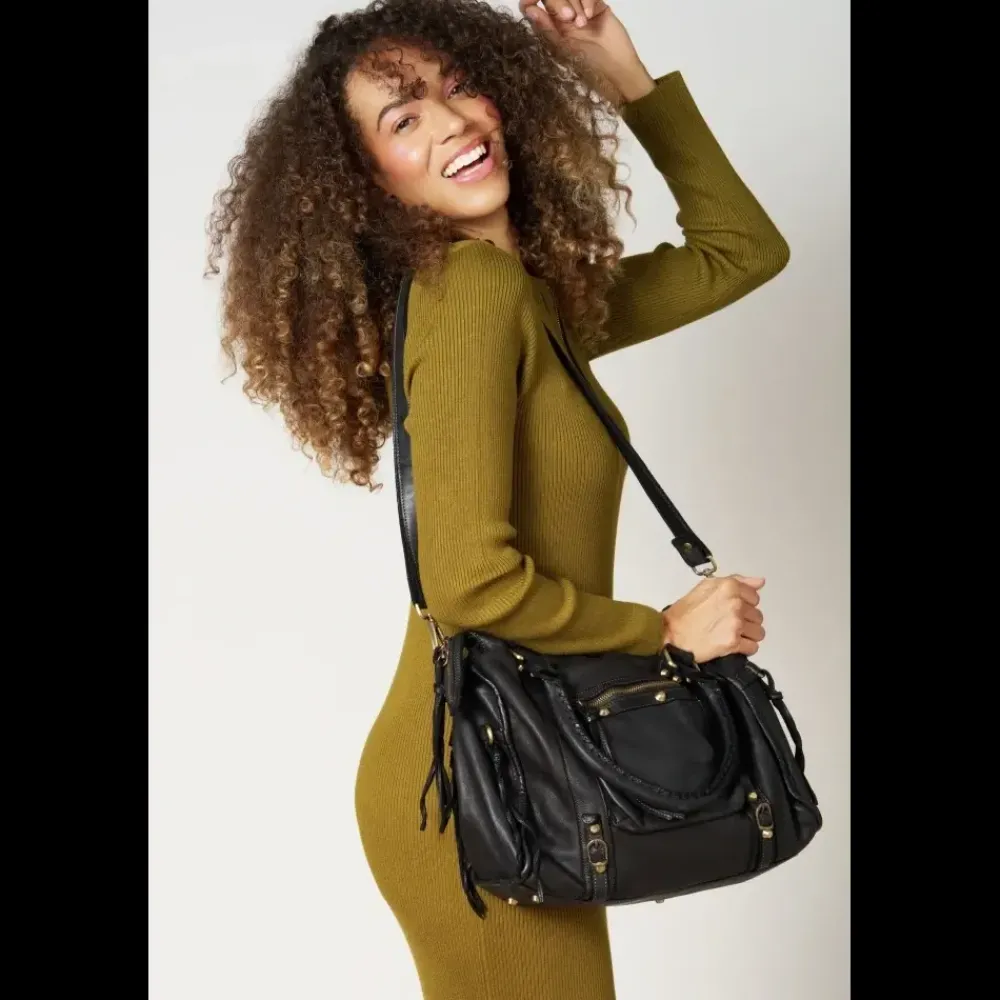 OH MY BAG Sacs En Cuir Vintage-Grand sac porté épaule en cuir souple tannage végétal STORM XL HURRICAN