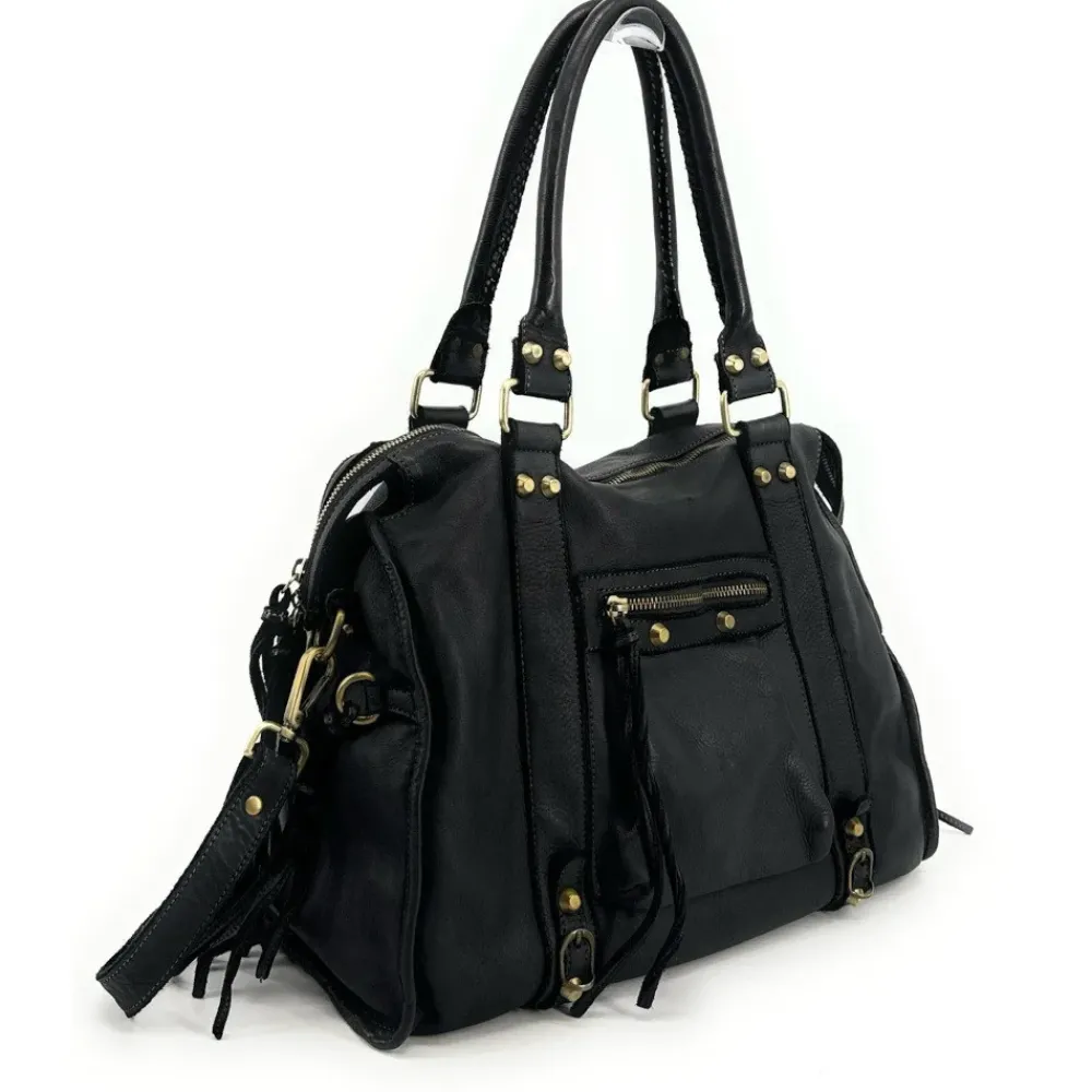 OH MY BAG Sacs En Cuir Vintage-Grand sac porté épaule en cuir souple tannage végétal STORM XL HURRICAN