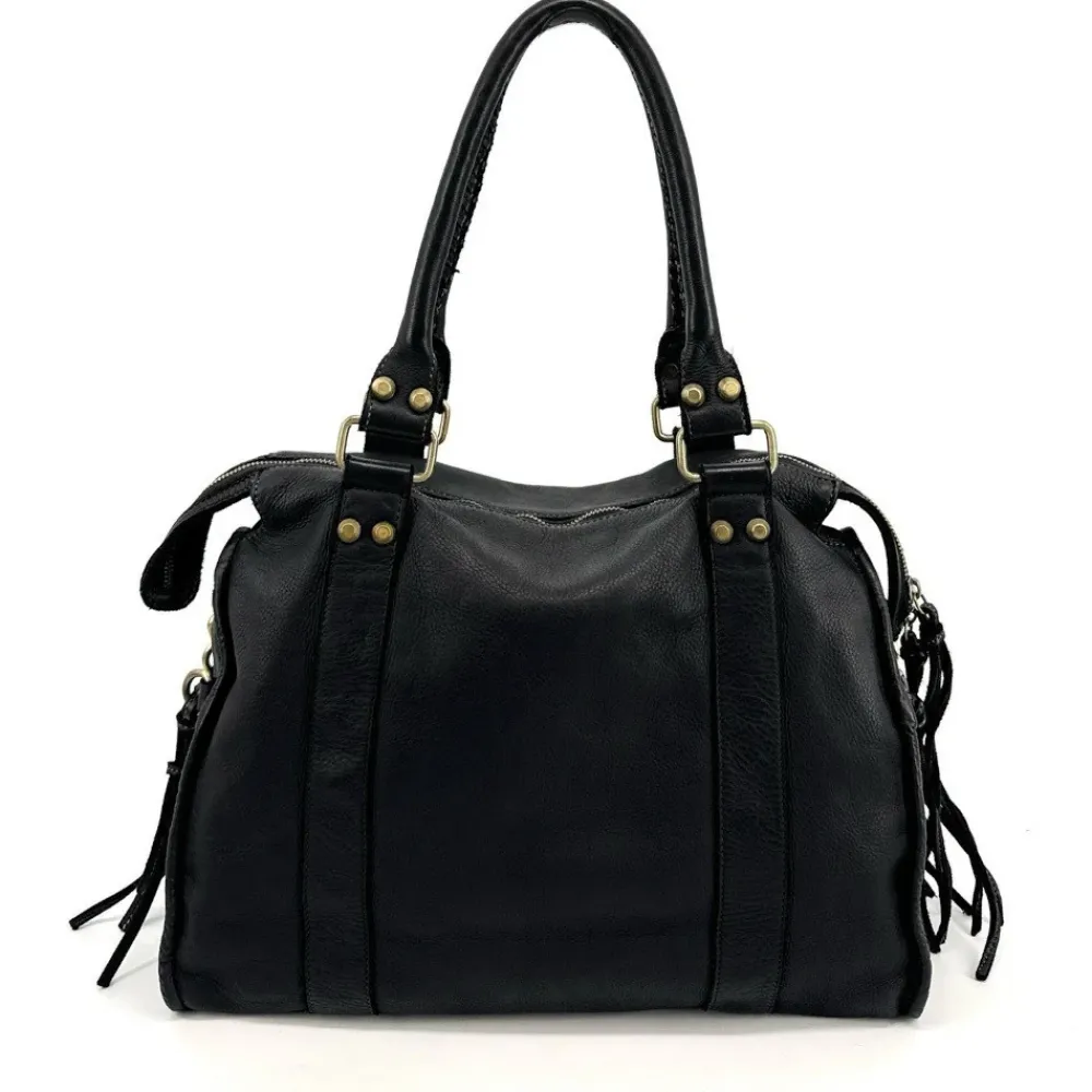 OH MY BAG Sacs En Cuir Vintage-Grand sac porté épaule en cuir souple tannage végétal STORM XL HURRICAN