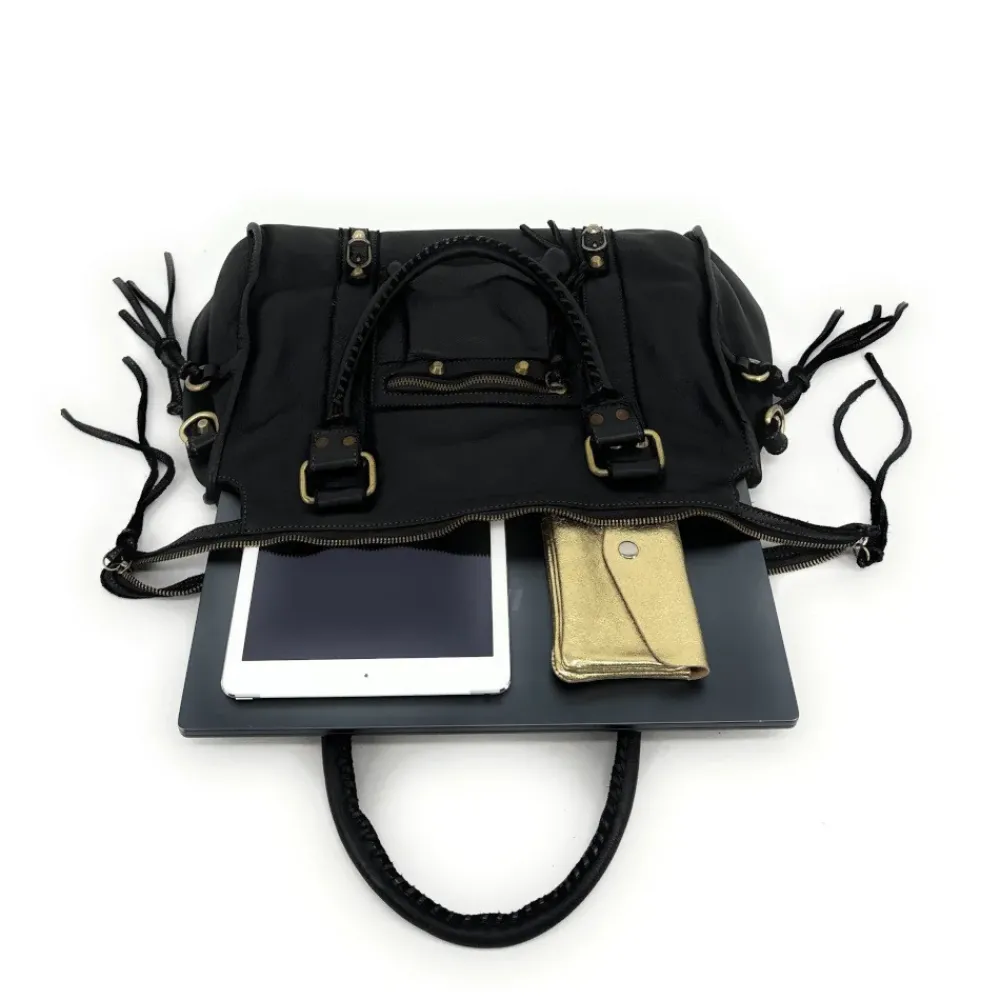OH MY BAG Sacs En Cuir Vintage-Grand sac porté épaule en cuir souple tannage végétal STORM XL HURRICAN