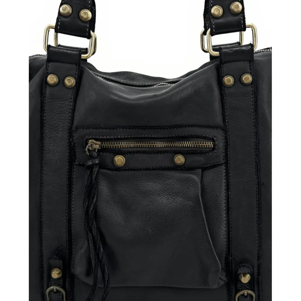 OH MY BAG Sacs En Cuir Vintage-Grand sac porté épaule en cuir souple tannage végétal STORM XL HURRICAN