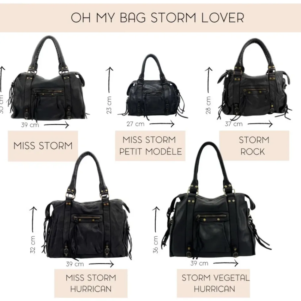 OH MY BAG Sacs En Cuir Vintage-Grand sac porté épaule en cuir souple tannage végétal STORM XL HURRICAN