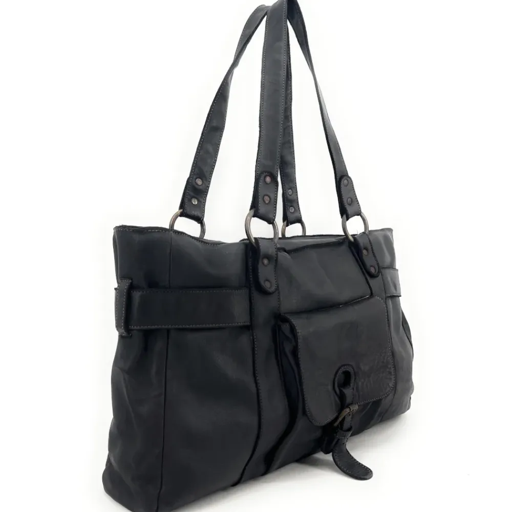 OH MY BAG Sacs En Cuir Vintage-Maxi sac cabas porté épaule en cuir vintage QUEEN M