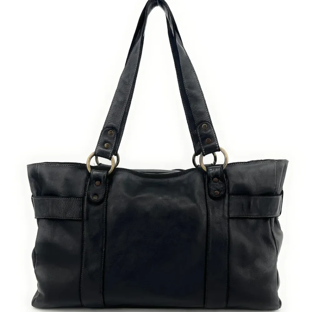 OH MY BAG Sacs En Cuir Vintage-Maxi sac cabas porté épaule en cuir vintage QUEEN M