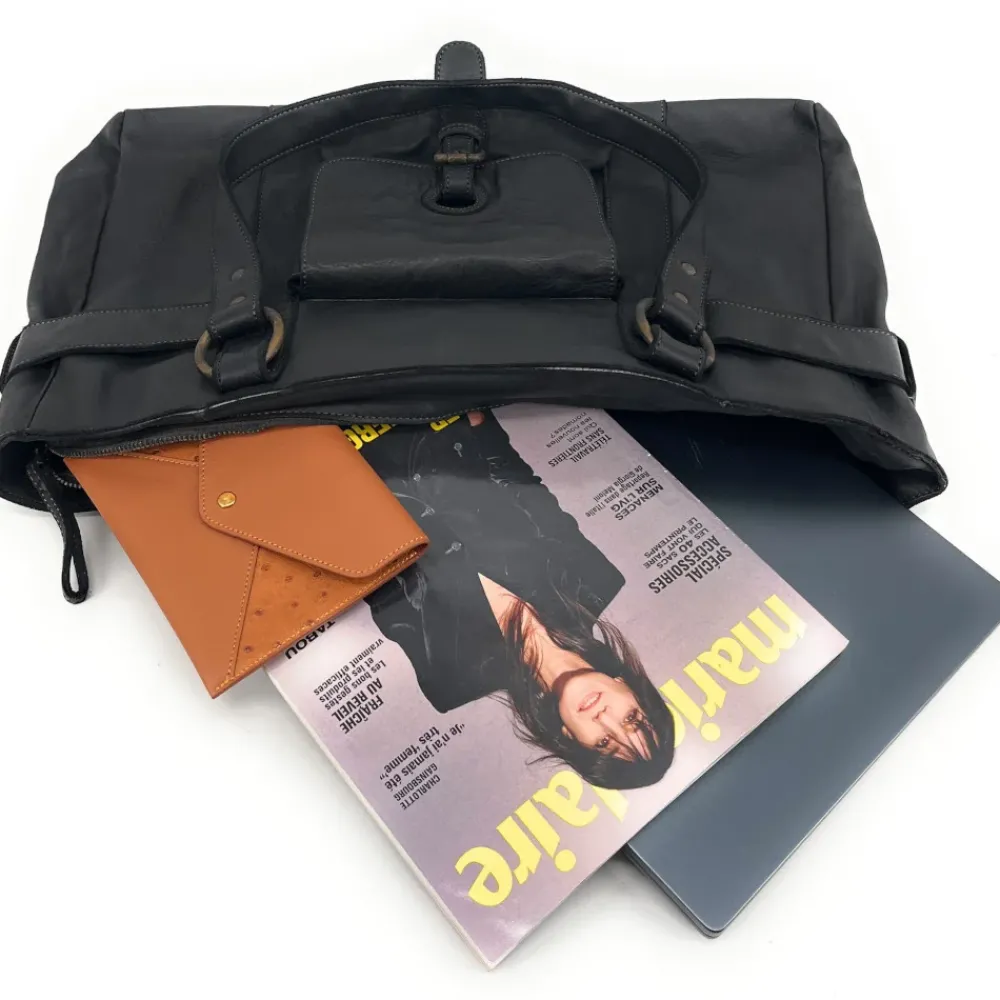 OH MY BAG Sacs En Cuir Vintage-Maxi sac cabas porté épaule en cuir vintage QUEEN M