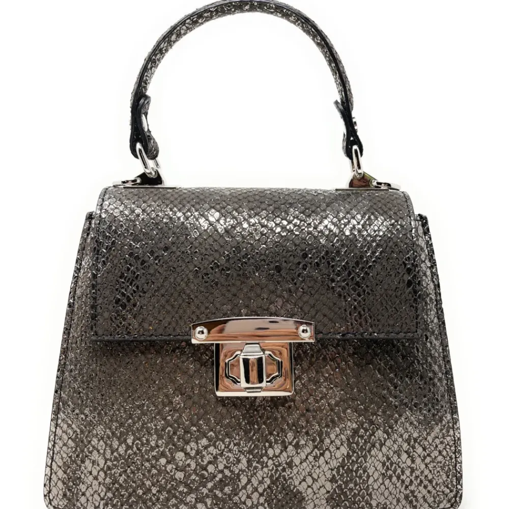 OH MY BAG Mini Sacs, Micro Sacs-Mini sac en cuir façon serpent JUNGLE E.L Dragon d'or taupe fonce