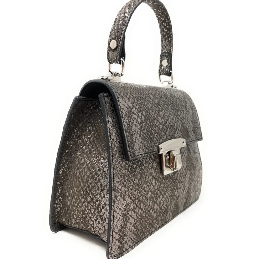 OH MY BAG Mini Sacs, Micro Sacs-Mini sac en cuir façon serpent JUNGLE E.L Dragon d'or taupe fonce