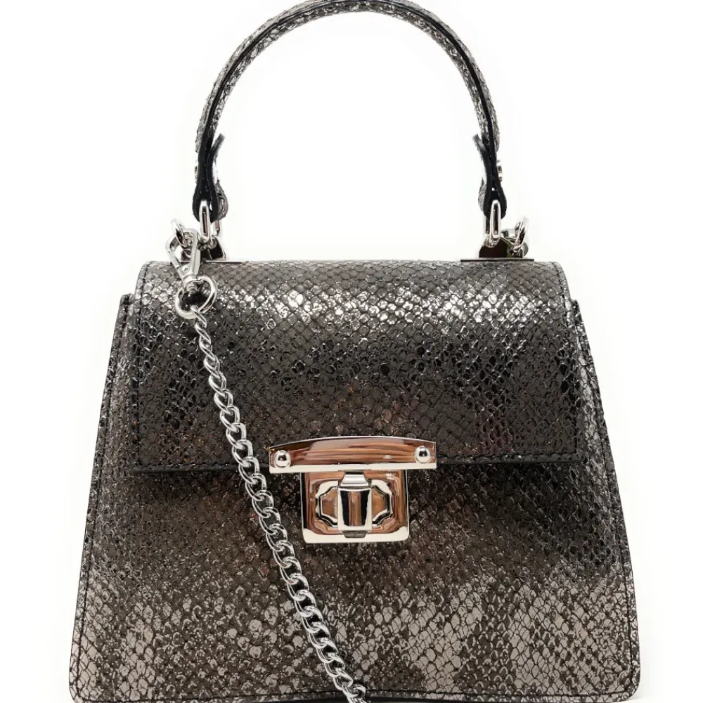 OH MY BAG Mini Sacs, Micro Sacs-Mini sac en cuir façon serpent JUNGLE E.L Dragon d'or taupe fonce
