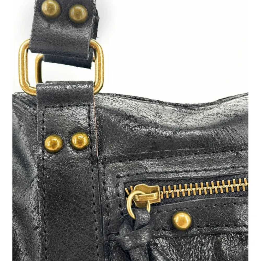 OH MY BAG Sacs En Cuirs À Motifs, Brossés, Embossés, Matelassés-Mini-sac bowling en cuir brossé ou irisé SANDSTORM MINI