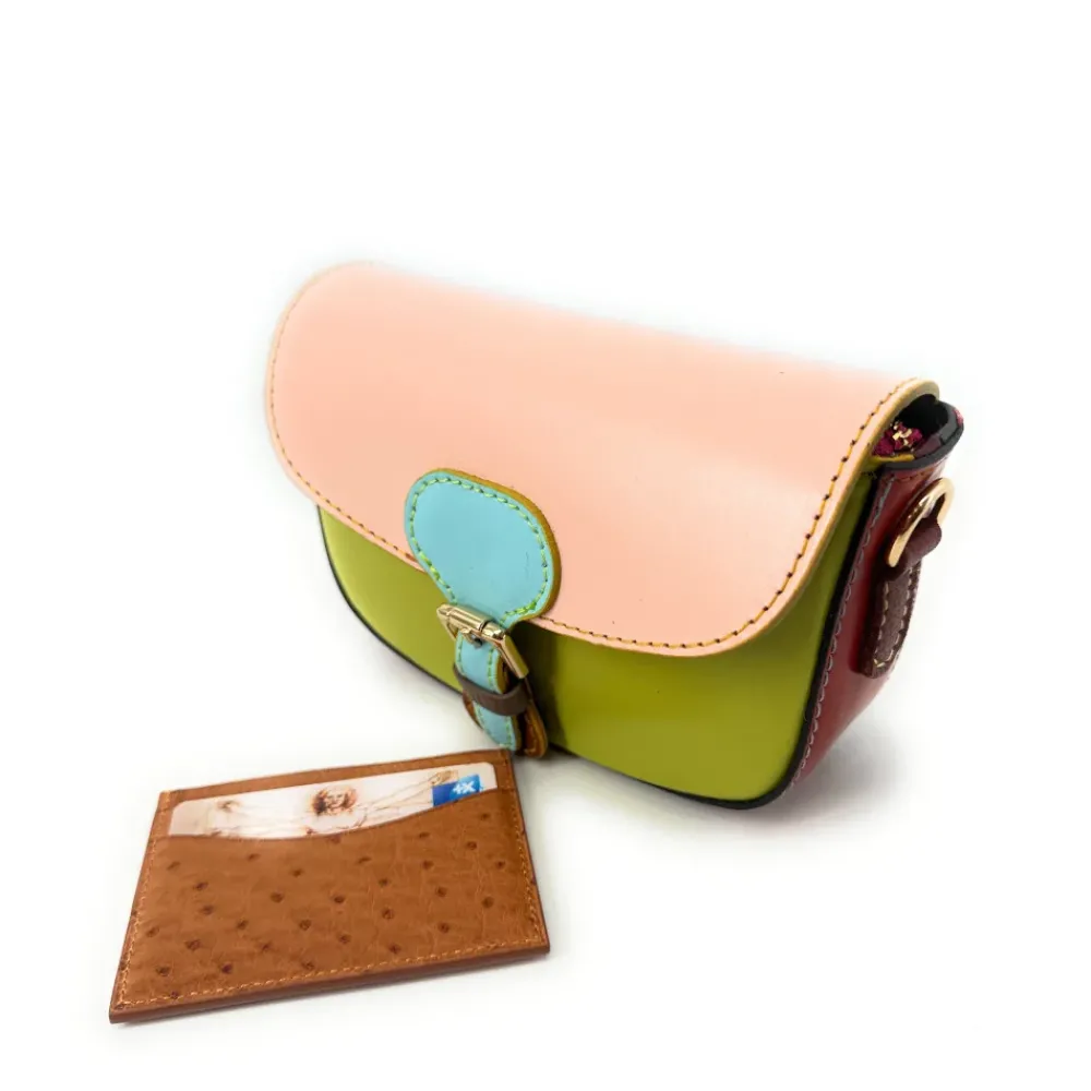 OH MY BAG Sacs En Cuir Lisse-Mini-sac en cuir lisse MINI MADDY Rose pâle, Vert anis et Rouge foncé unique