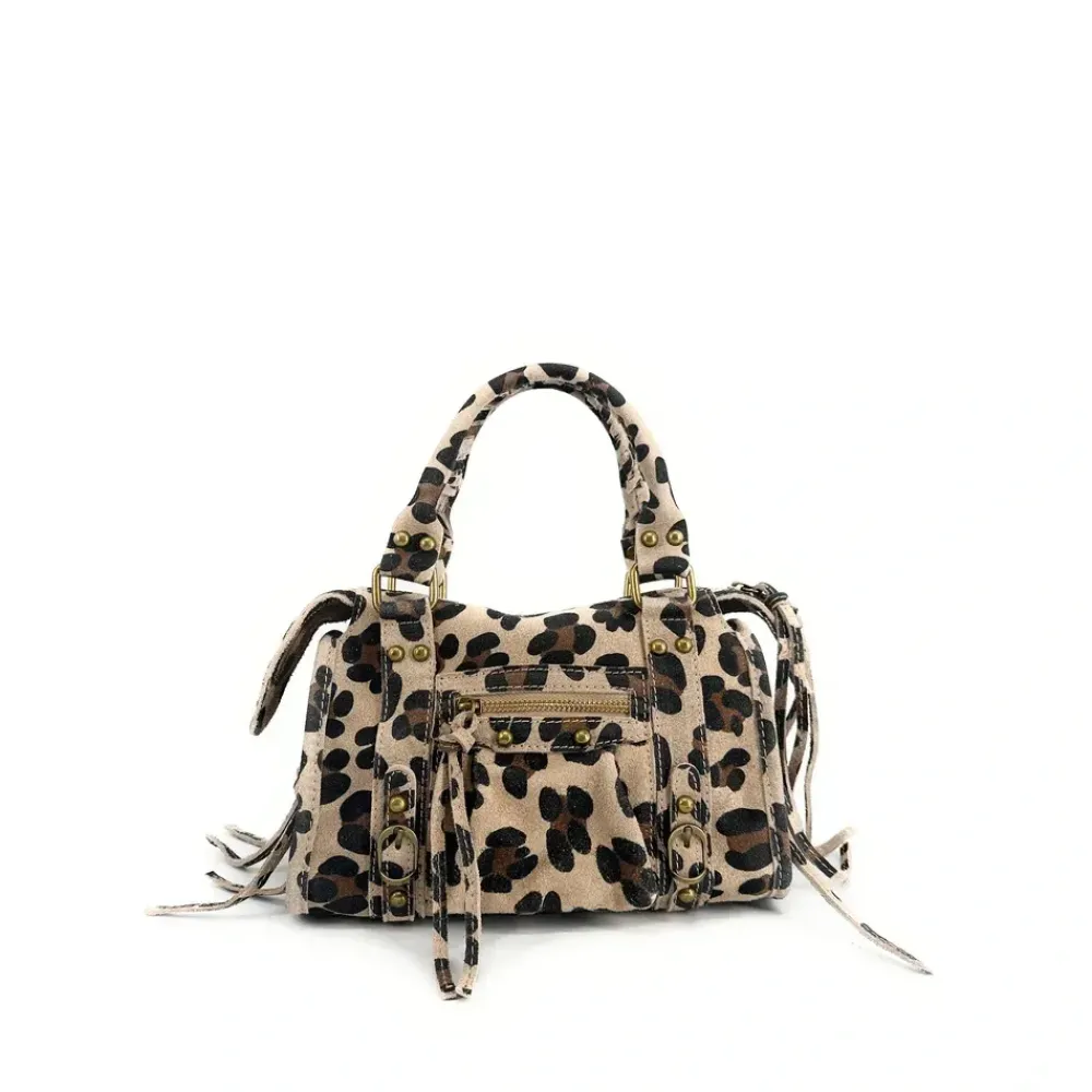 OH MY BAG Sacs En Daim, Nubuck, Suédé-Mini-sac en cuir nubuck imprimé léopard SANDSTORM MINI LEO