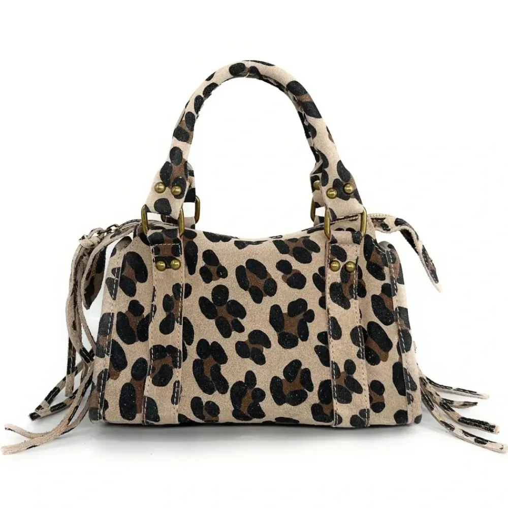 OH MY BAG Sacs En Daim, Nubuck, Suédé-Mini-sac en cuir nubuck imprimé léopard SANDSTORM MINI LEO