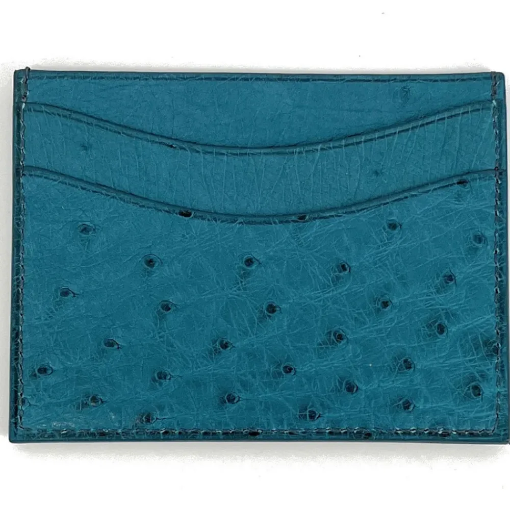 OH MY BAG Portefeuilles Et Porte-Monnaie-Porte-cartes cuir d'autruche édition Haute-couture Bleu canard bleu vert canard