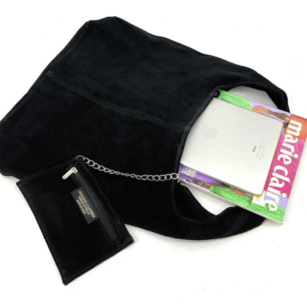 OH MY BAG Sacs En Daim, Nubuck, Suédé-Sac à main de forme HOBO en cuir nubuck épais EVA E.L Noël