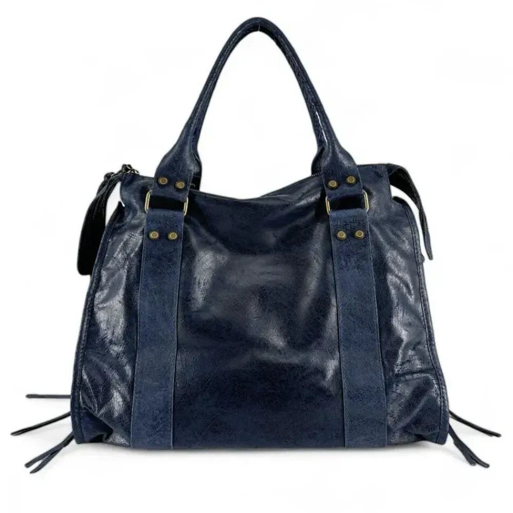 OH MY BAG Sacs De Rentrée, Bureau, Cours-Sac à main en cuir brossé SANDSTORM E.L. SIROCCO bleu marine