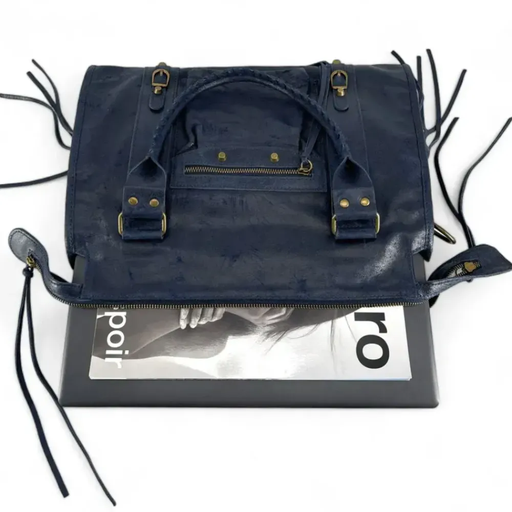 OH MY BAG Sacs De Rentrée, Bureau, Cours-Sac à main en cuir brossé SANDSTORM E.L. SIROCCO bleu marine
