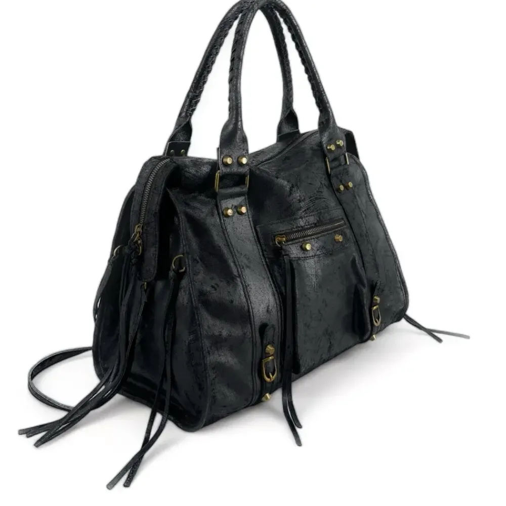 OH MY BAG Sacs De Rentrée, Bureau, Cours-Sac à main en cuir effet brossé SANDSTORM E.L. SIROCCO noir