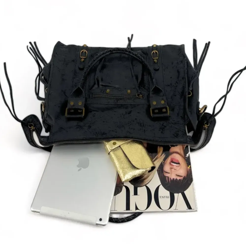 OH MY BAG Sacs De Rentrée, Bureau, Cours-Sac à main en cuir effet brossé SANDSTORM E.L. SIROCCO noir