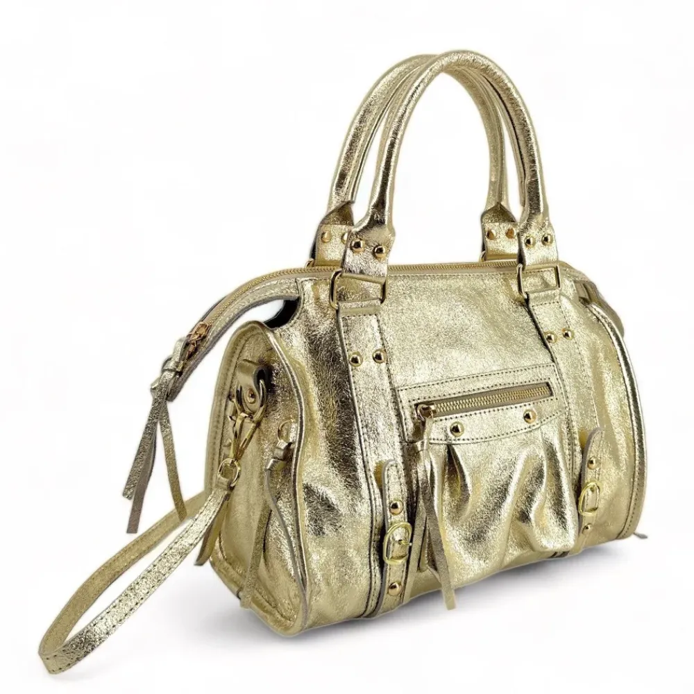 OH MY BAG Sacs En Cuir Métallisé-Sac à main en cuir irisé SANDSTORM GOLD (petit modèle)
