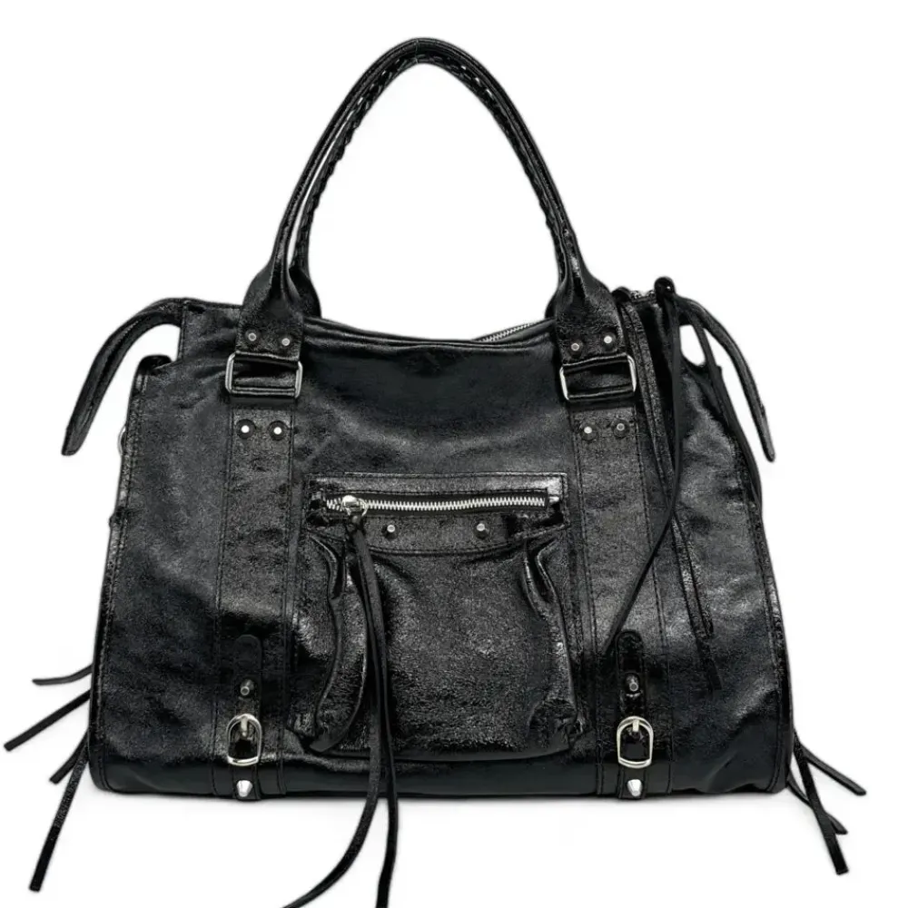 OH MY BAG Sacs De Rentrée, Bureau, Cours-Sac à main en cuir métallisé Noir silver SANDSTORM E.L. SIROCCO noir irise