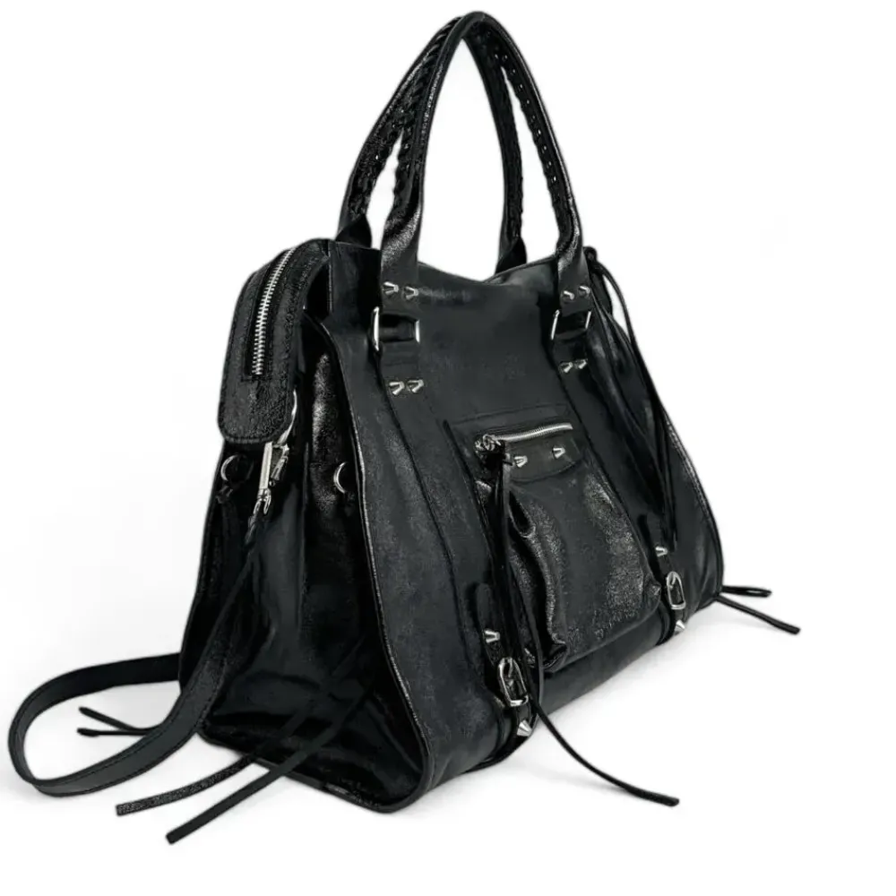 OH MY BAG Sacs De Rentrée, Bureau, Cours-Sac à main en cuir métallisé Noir silver SANDSTORM E.L. SIROCCO noir irise