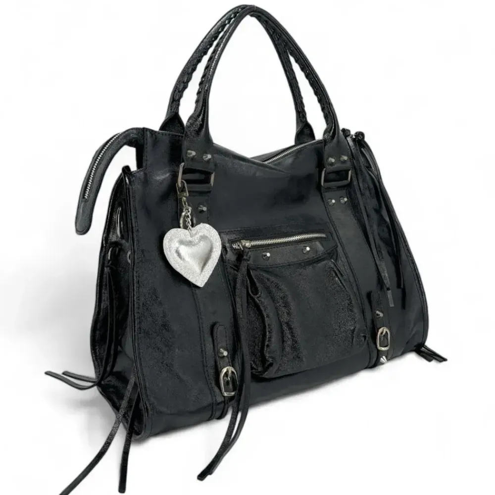 OH MY BAG Sacs De Rentrée, Bureau, Cours-Sac à main en cuir métallisé Noir silver SANDSTORM E.L. SIROCCO noir irise