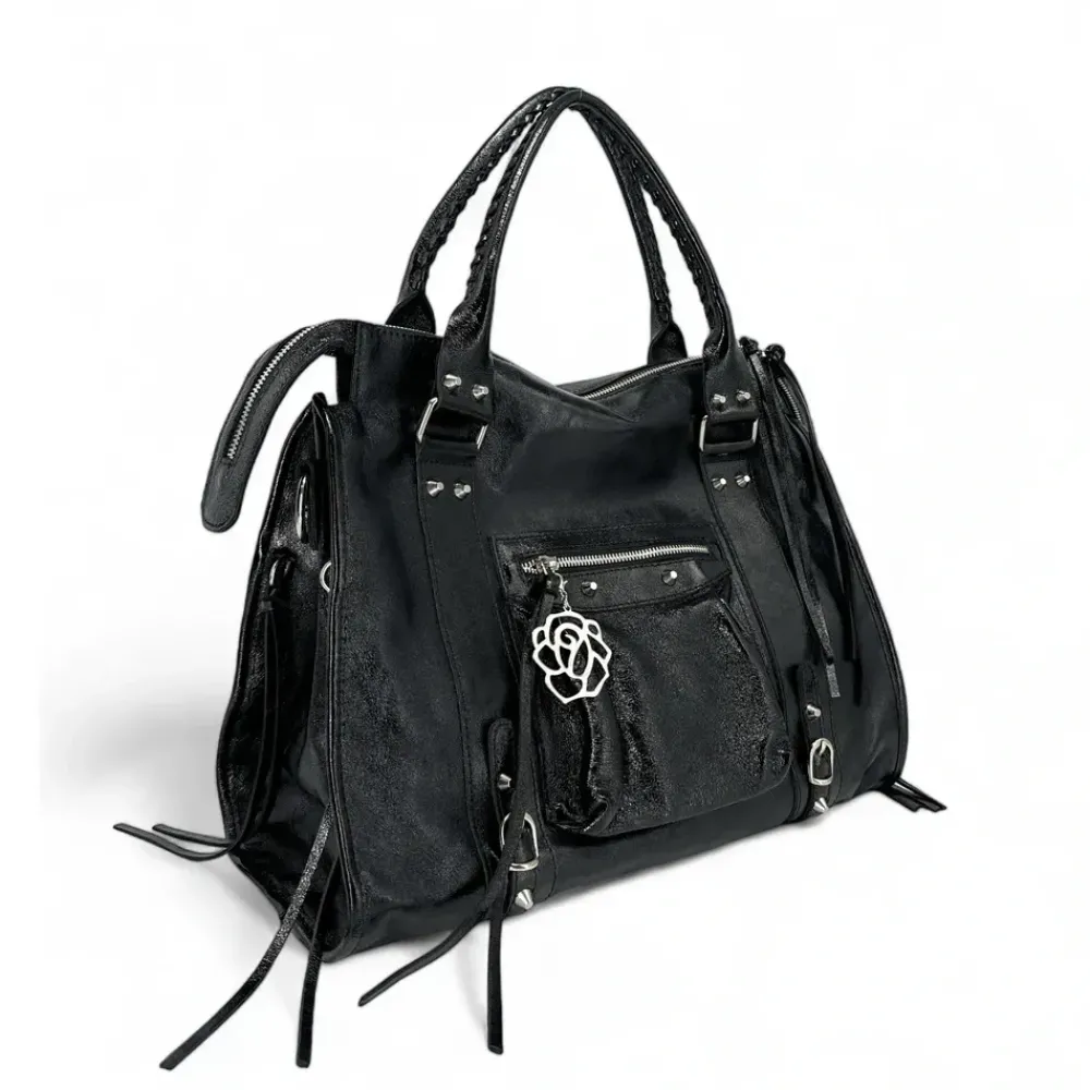 OH MY BAG Sacs De Rentrée, Bureau, Cours-Sac à main en cuir métallisé Noir silver SANDSTORM E.L. SIROCCO noir irise