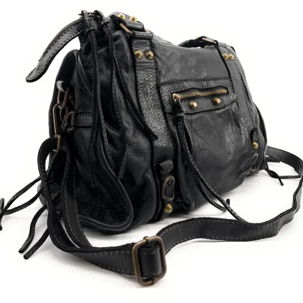 OH MY BAG Sacs À Main-Sac à main en cuir souple vintage STORM ROCK Noir back to black