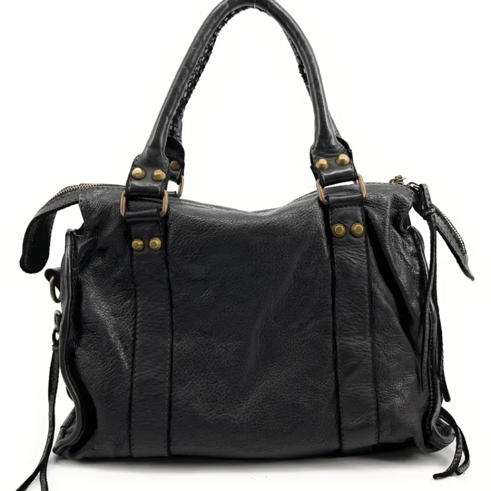 OH MY BAG Sacs À Main-Sac à main en cuir souple vintage STORM ROCK Noir back to black