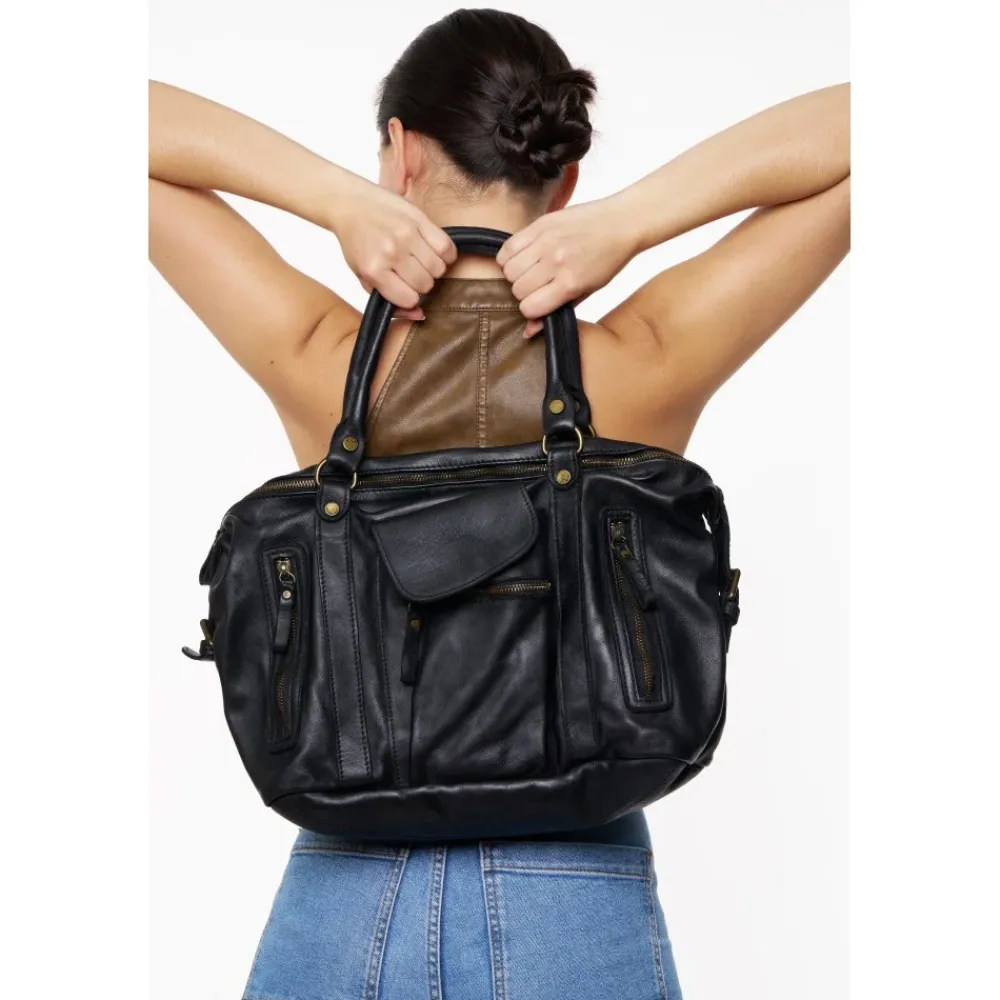 OH MY BAG Sacs De Rentrée, Bureau, Cours-Sac à main en cuir vintage MISS MY noir