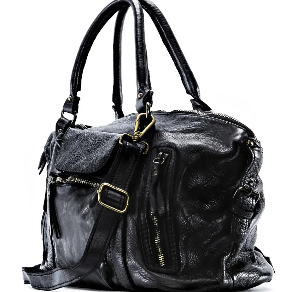 OH MY BAG Sacs De Rentrée, Bureau, Cours-Sac à main en cuir vintage MISS MY noir