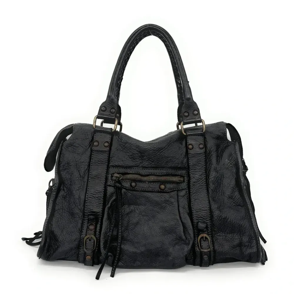 OH MY BAG Sacs À Main-Sac à main en cuir vintage STORM RUSTY noir