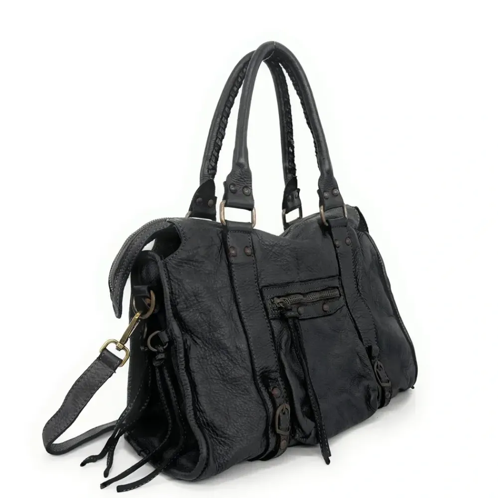 OH MY BAG Sacs À Main-Sac à main en cuir vintage STORM RUSTY noir