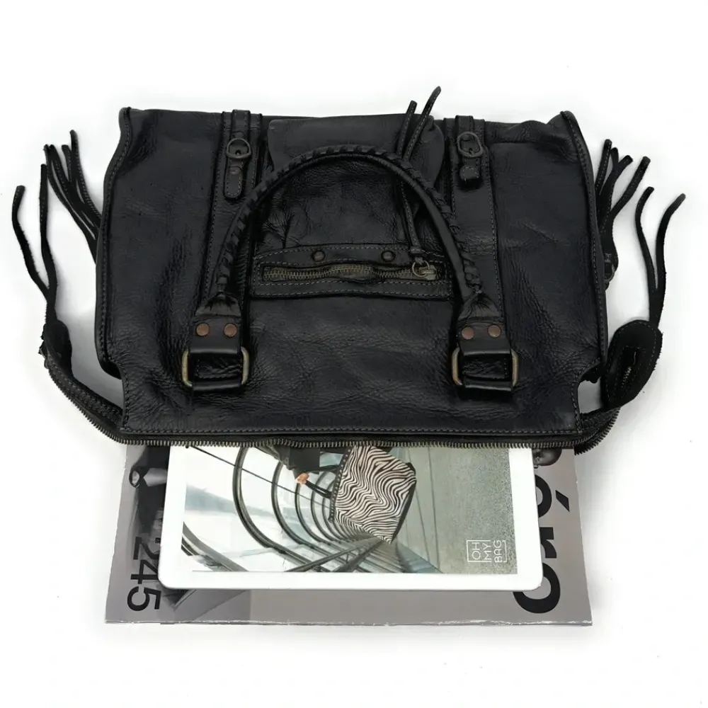 OH MY BAG Sacs À Main-Sac à main en cuir vintage STORM RUSTY noir