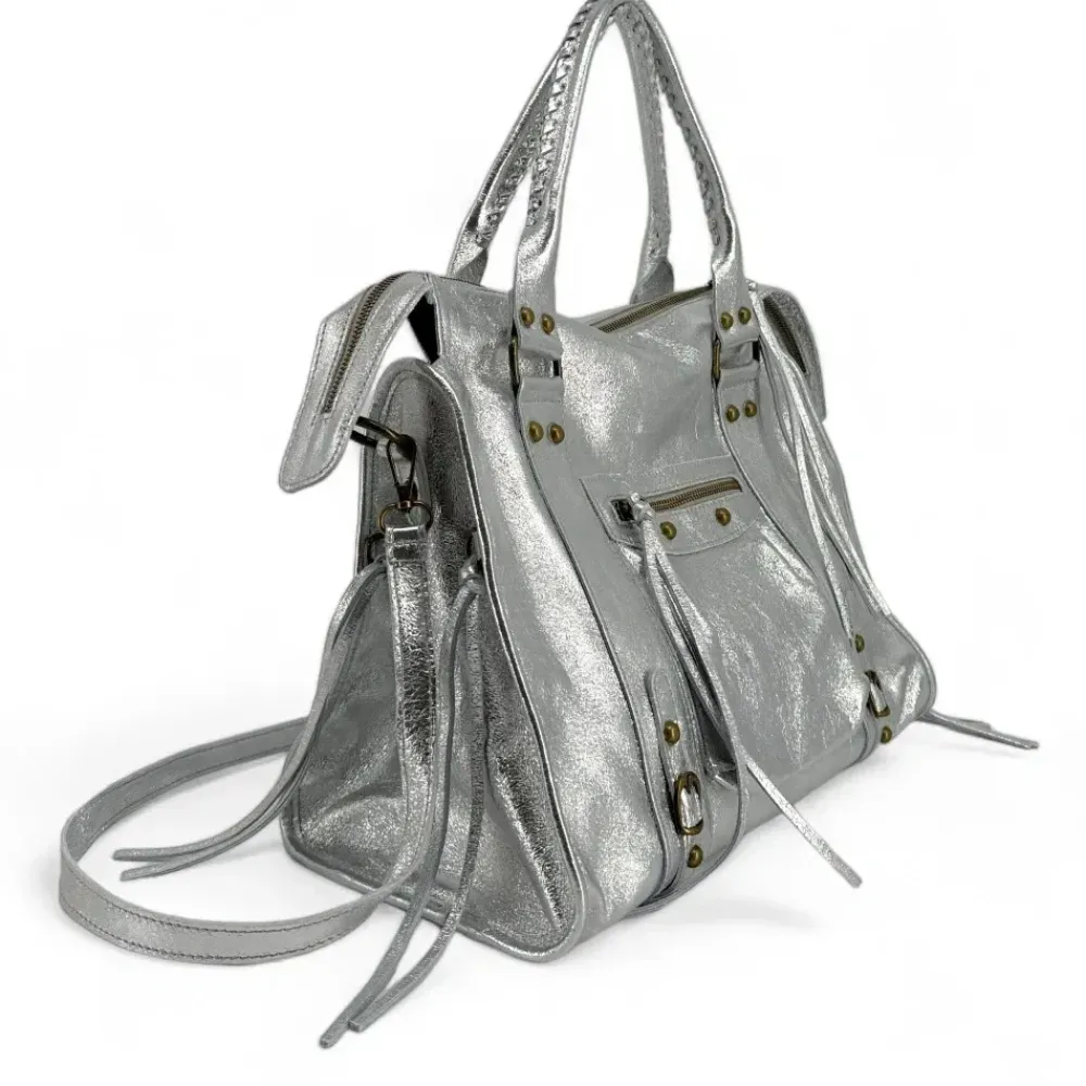 OH MY BAG Sacs De Rentrée, Bureau, Cours-Sac à main en suir irisé SANDSTORM E.L. SIROCCO argent clair