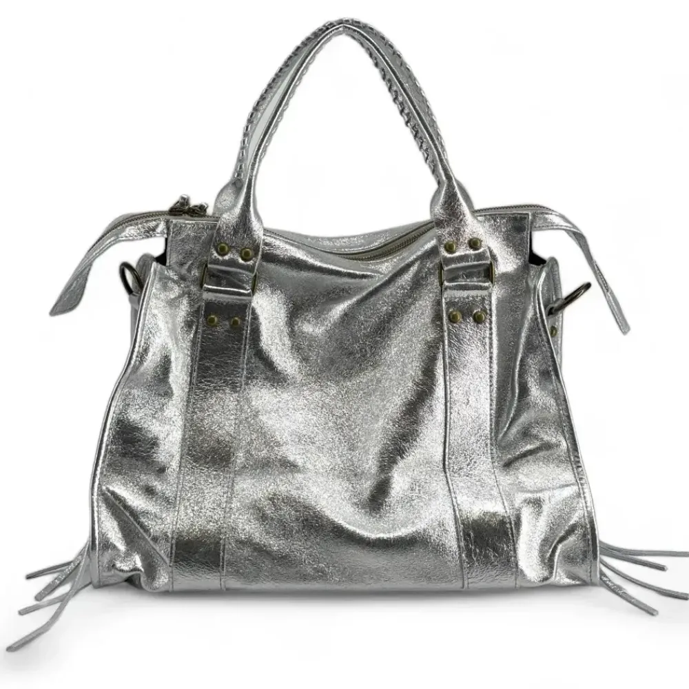 OH MY BAG Sacs De Rentrée, Bureau, Cours-Sac à main en suir irisé SANDSTORM E.L. SIROCCO argent clair