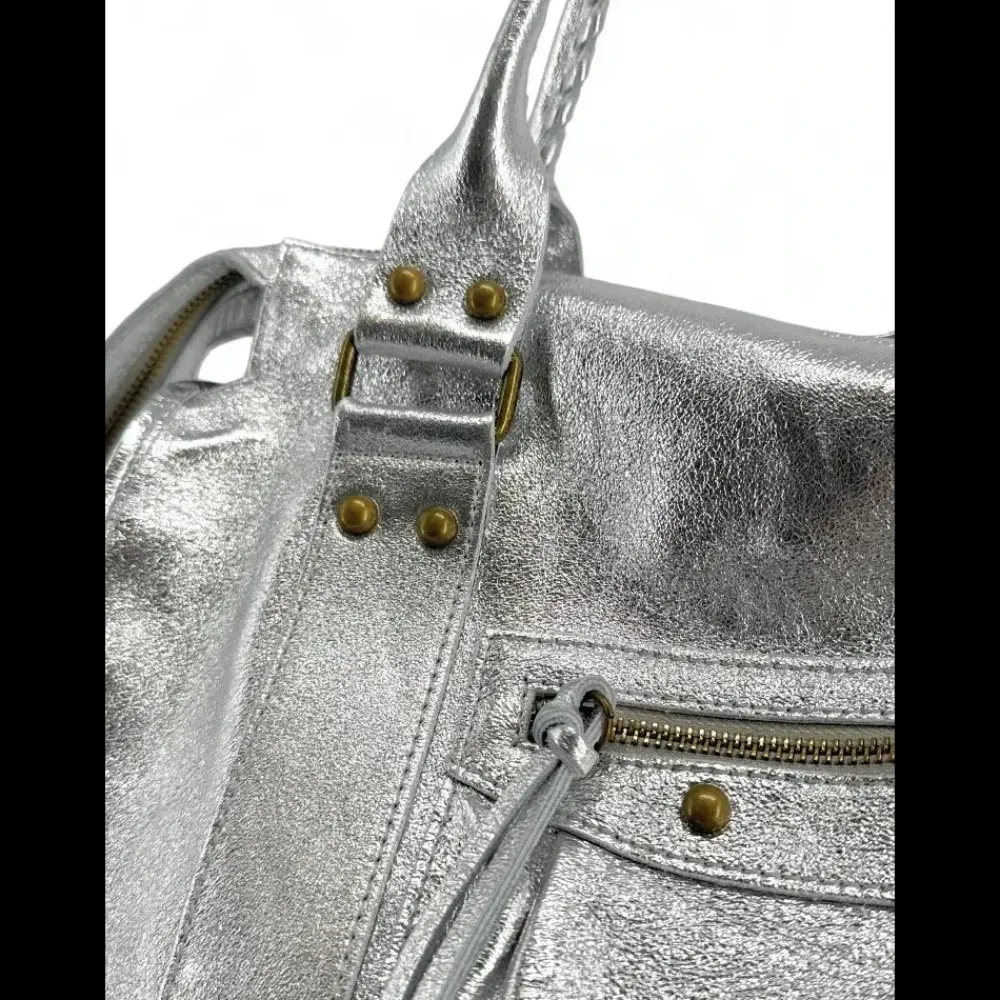 OH MY BAG Sacs De Rentrée, Bureau, Cours-Sac à main en suir irisé SANDSTORM E.L. SIROCCO argent clair