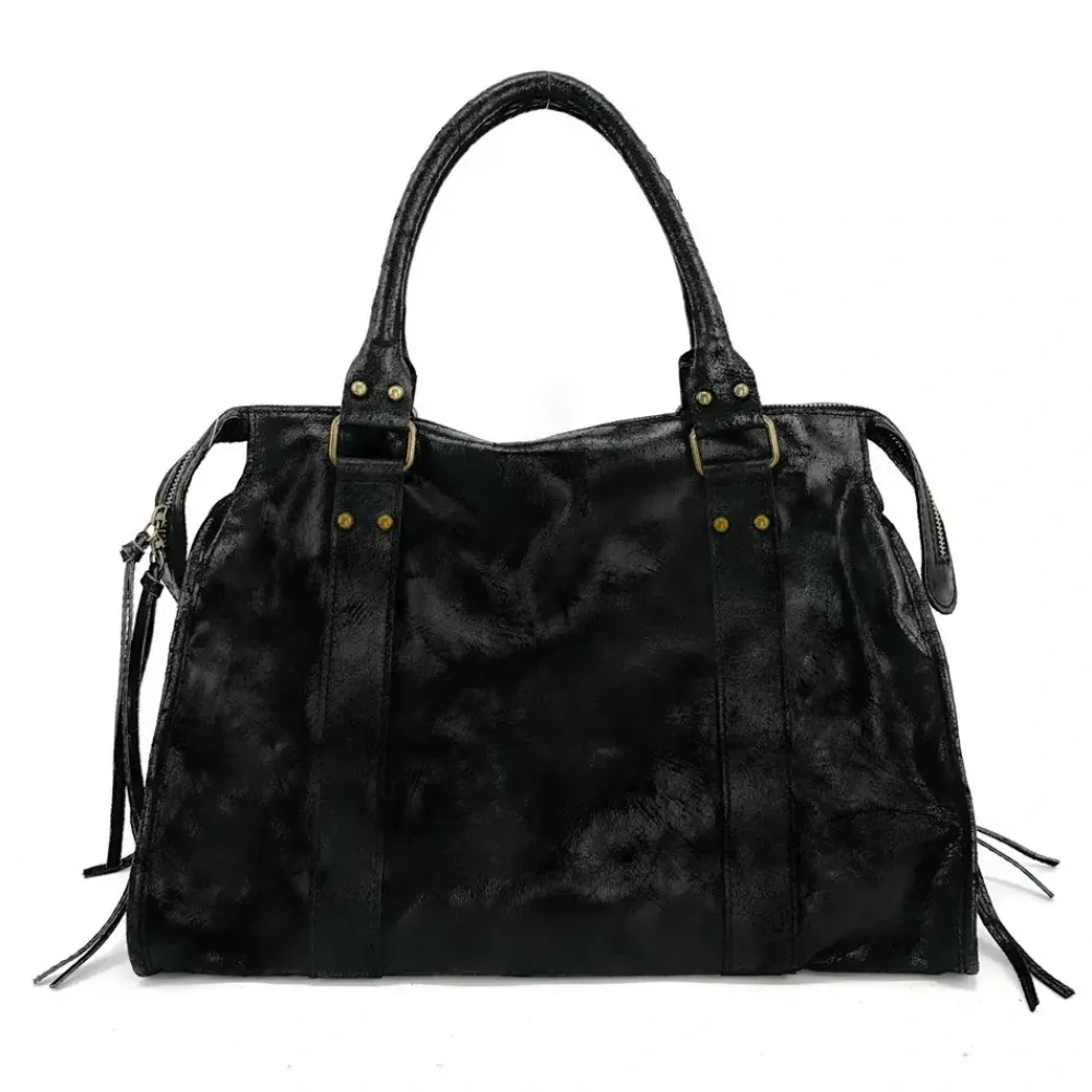 OH MY BAG Sacs De Rentrée, Bureau, Cours-Sac à main et bandoulière en cuir effet brossé SANDSTORM noir