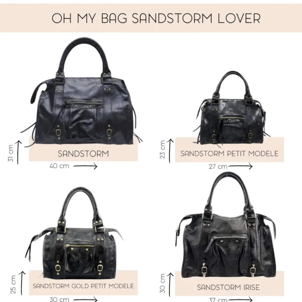 OH MY BAG Sacs De Rentrée, Bureau, Cours-Sac à main et bandoulière en cuir effet brossé SANDSTORM noir