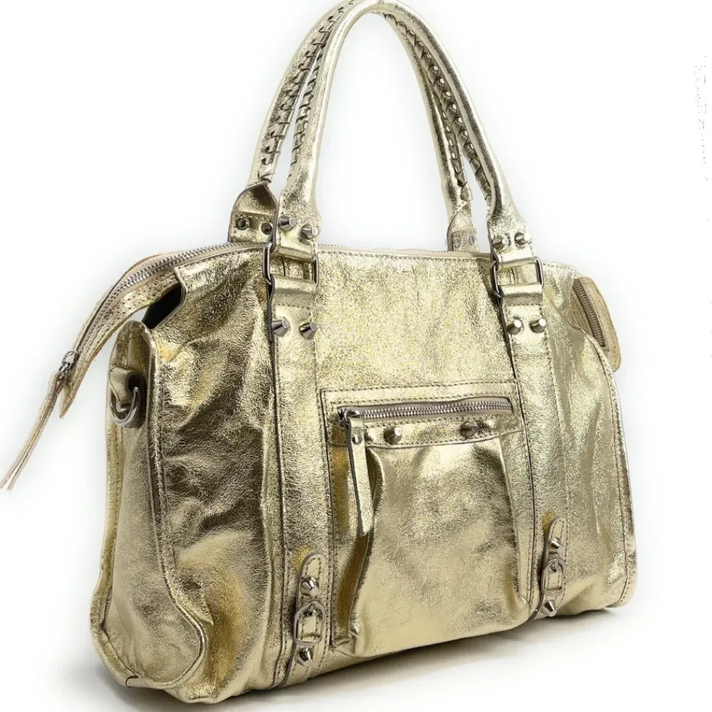 OH MY BAG Sacs À Main-Sac à main et bandoulière en cuir métallisé SANDSTM or