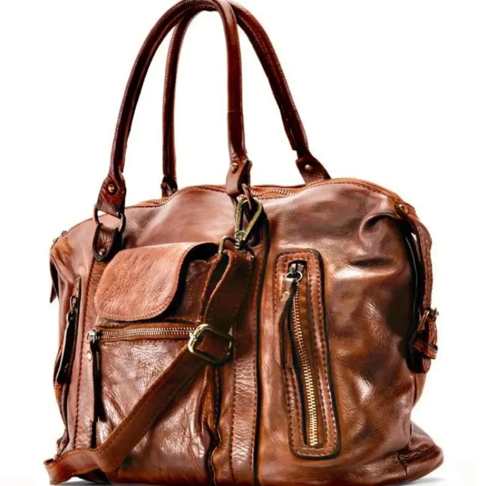 OH MY BAG Sacs De Rentrée, Bureau, Cours-Sac à main tendance en cuir vintage MISS MY Cognac foncé cognac fonce