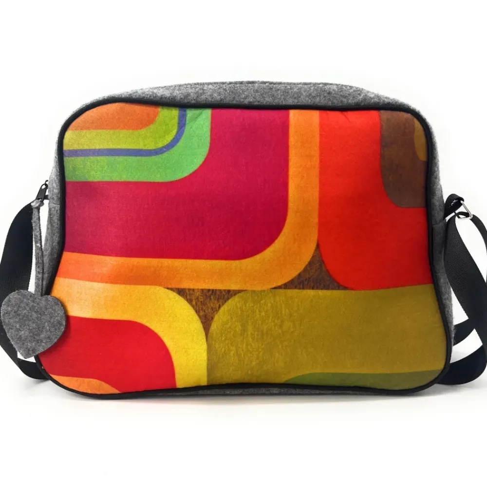 OH MY BAG Sacs Et Accessoires En Feutrine Écologique-Sac bowling en feutrine écologique imprimée MODERN gris clair