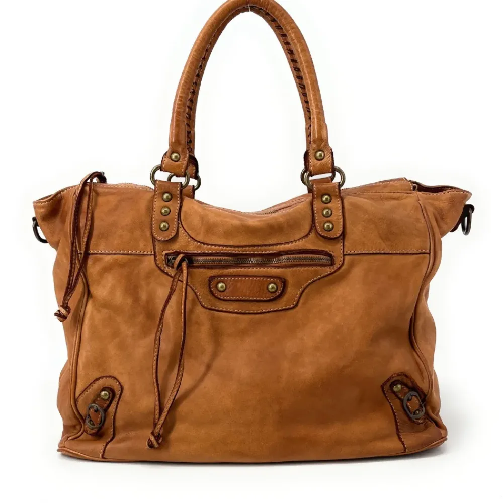 OH MY BAG Sacs En Cuir Vintage-Sac cabas en cuir vintage MILADY camel