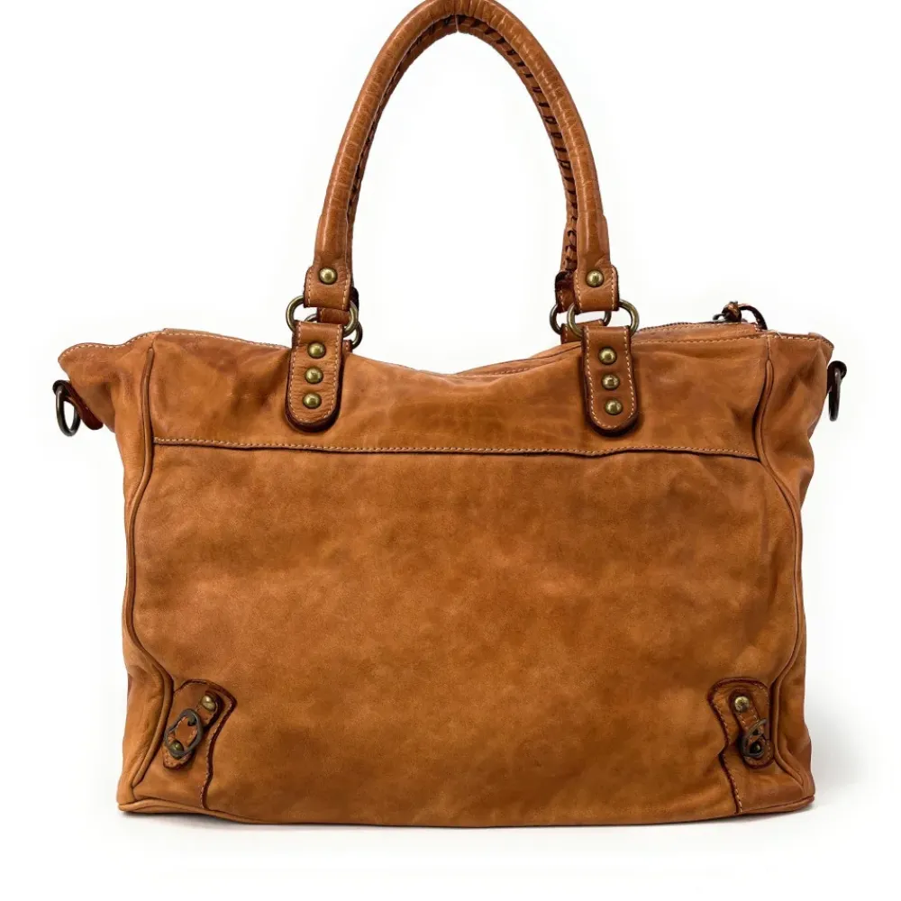 OH MY BAG Sacs En Cuir Vintage-Sac cabas en cuir vintage MILADY camel
